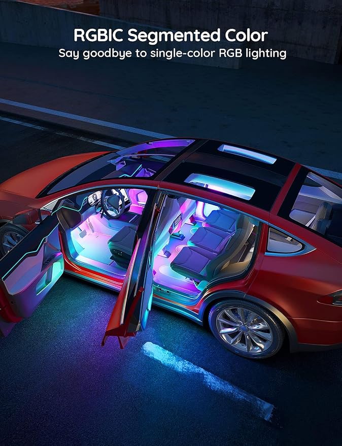 Govee Car LED Strip Lights, Smart RGBIC Interior Car Lights, APP Control - Image 2