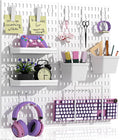 AKTOP Plastic Peg Board Wall Organizer 4-Pack, 12"x12" Pegboard Kit, White | Includes 13 Accessories, Adhesive or Drill Mounting, Superior Load Capacity, Ideal for Office, Gaming Room, Craft Room by Buynow