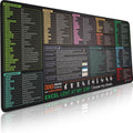 Pixiecube Excel Shortcut Keys Mouse Pad - Extended Large XXL Cheat Sheet Gaming Mousepad | PC Office Spreadsheet Keyboard Mat | Non-Slip Stitched Edge by PIXIECUBE
