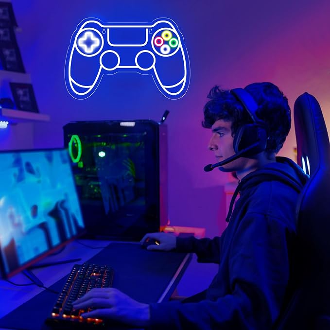 Gamer Neon Sign, Gamepad Shaped LED Neon Sign for Gamer Room Decor, Gaming Neon Sign for Boys Room Decor, Neon Gaming Sign for Gaming Wall Decor, USB Powered Gamer Gifts for Teens, Boys, Kids - Image 4