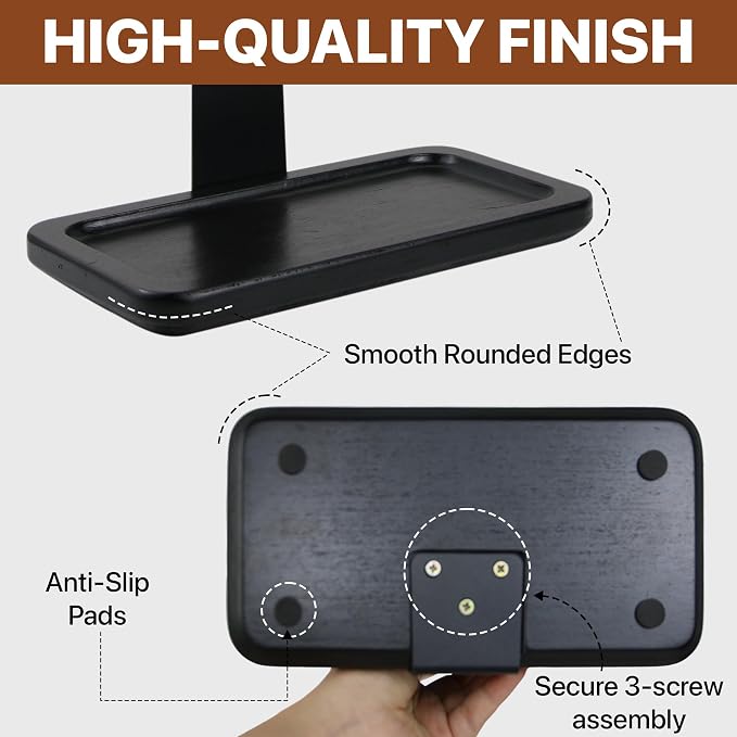 Gift for Men Headphone Stand with Storage Base, Stylish Headset Holder Gamer Gifts for Gaming & Desk to Keep Accessories Organized, Unique Gifts for Teenage Boy Brother on Birthday (Black Wood) - Image 8