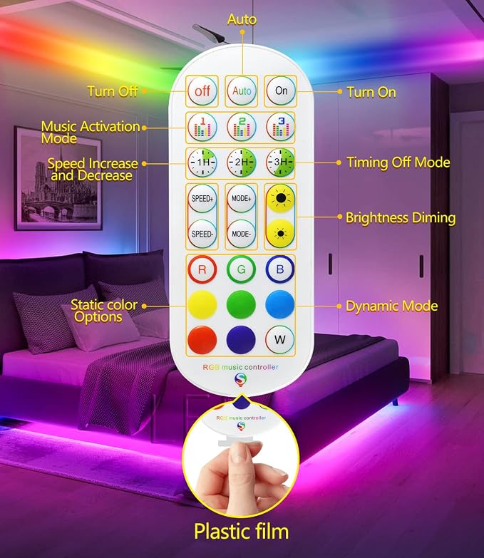 Daymeet Led Lights for Bedroom, 33ft Led Chasing Effect Dream ICRGB Light Strip, USB Smart Light Strips APP Control Music Sync Color Changing Led Strip Lights with Remote for Home christmas Decoration - Image 6