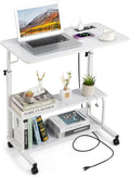 Karl home 31.5" Portable Rolling C-Shaped Computer Desk on Wheels, White by Karlhome