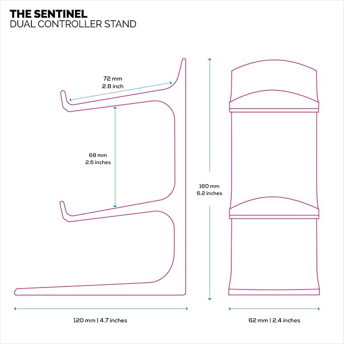 BRAINWAVZ The Sentinel - Dual Game Controller Stand for Desks, Universal Design for All Gamepads - Black - Image 7