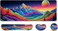 Desk Pad and Keyboard Wrist Rest, Large Mouse Pad + Keyboard Pad+Mouse Wrist Support, Non-Slip Desk Mat Protector for Office, Home 31.5×11.8 Inches Dazzling Galaxy by AFUZLE
