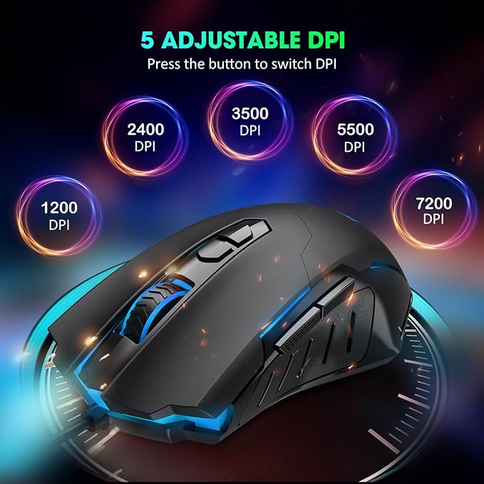 Wired Gaming Mouse, Computer Mouse Wired RGB LED for PC Laptop Gamer - Image 3