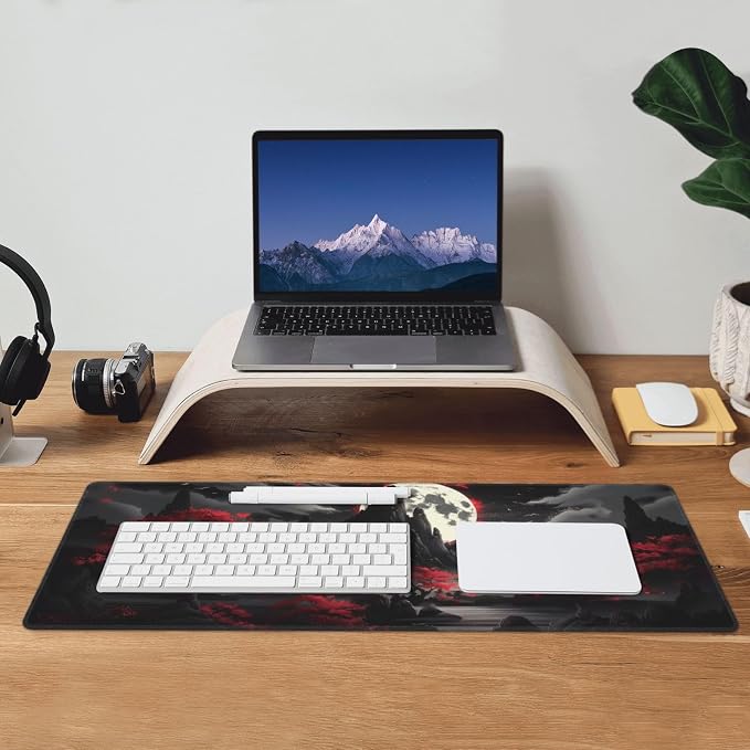Extended Gaming Mouse Pad, Large Desk Mat XL Anime Mouse Pad Waterproof with Stitched Edges, Non-Slip Desktop Pad for Home and Office, Level Up Your 31.5x11.8 Inch (Night Canyon) - Image 8