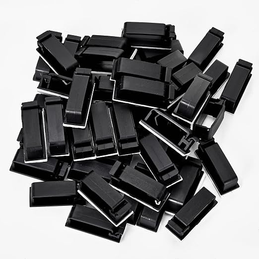 50Pcs Self Adhesive Cable Management Clips,Cable Organizers Wire Clips Cord Holder for PC Laptop Ethernet Cable Desktop Home Office(1.78’’ x 0.75’’ x 0.28’’,Black) - Image 8
