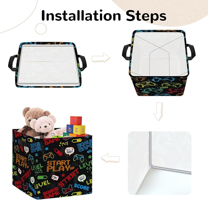 Clastyle 11.8" Gaming Storage Basket Set of 3 for Kid Boy Toy Clothes Bin - Image 7