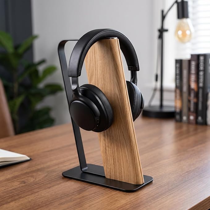 Headphone Stand Desk Cute, No Assembly, Light Brown | Weighted Base Headset Holder for AirPods Max Sony Bose Beats Sennheiser, Stable Gaming & Studio Earphone Rack, - Image 2