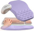 2-in-1 Ergonomic Set, Wave Keyboard Wrist Rest and Massage Slope Mouse Pad Wrist Support, Rebound Memory Foam for Relieve Carpal Tunnel Syndrome and Wrist Pain (Lavender Purple) by Gleamtide