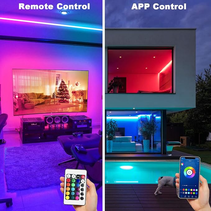 dalattin Bluetooth Led Lights for Bedroom 100ft,Smart Led Strip Lights with App Control Remote Control, RGB LED Light Strips,Music Sync Color Changing Room Decoration Party, (2 Rolls of 50ft) - Image 2