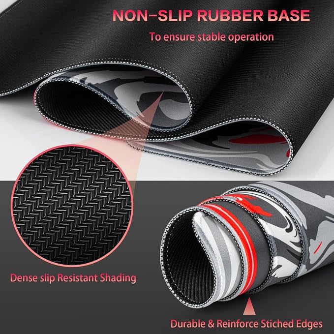 Canjoy Gaming Mouse Pad, 31.5x15.7inch Fluid Large Mouse Pads for Desk | Big XXL Extended Computer Desk Mat for Keyboard and Mouse Desktop Full Desk Mouse Pad with Non-Slip Base Stitched Edges - Image 4