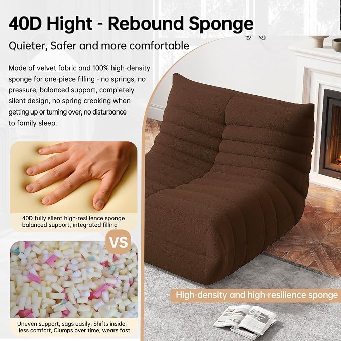 WHGBJA Giant Bean Bag Chair for Adults, Comfy Beanbag with Memory Foam | Floor Sofa Chair for Gaming, Reading, Bedroom, Living Room, Boneless, Ergonomic - Image 4