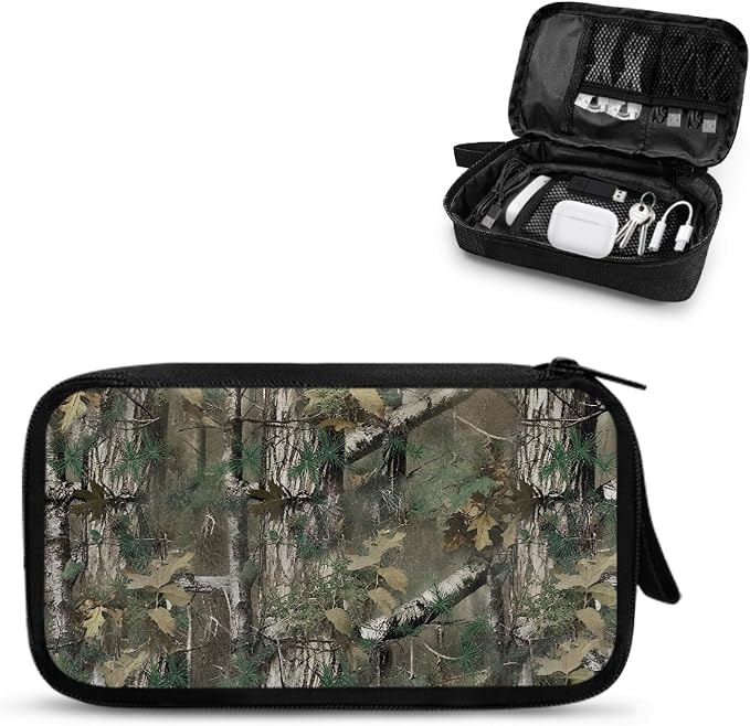 Forest Camo Print Electronics Organizer Travel Case Cord Cable Charger Organizer Bag Travel Accessories Essentials for Women Men Tech Pouch for Phone Power Bank SD Card USB by Unknown