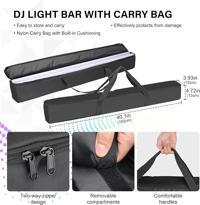 LED Stage Pixel Light Bar with Carry Bag,60W 90 LEDs RGB DMX DJ Stage Wash Light Bar with Screw Seamless Splicing Design DMX Lights Strip for Event Stage Club Party Show Wedding Lighting - Image 3