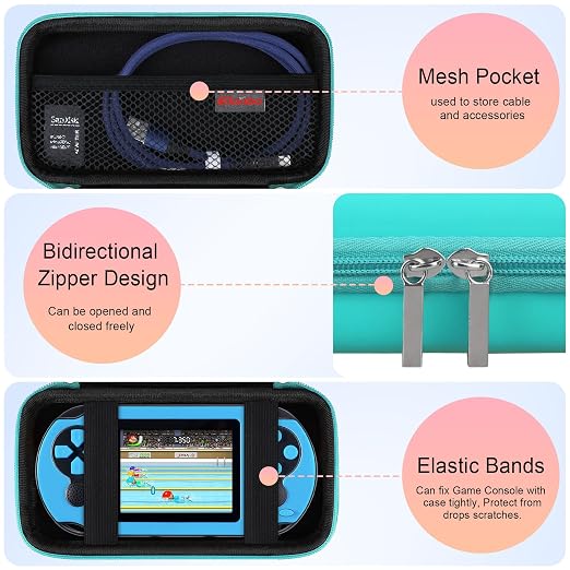 Elonbo Carrying Case for TaddToy/WELLST·G/Beijue/FAMILY POCKET/CCTU/X- JOYKIDS/GREENCREEK/Beico/KAVOYI/GuaiyeyeAP/TEBIYOU Handheld Game Console, Portable Electronic Gaming Player Bag, Green - Image 3