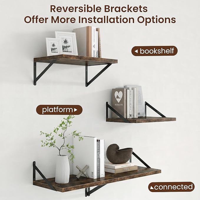 Axeman Deep Floating Shelves, 18'' x 12'' Brown Wall Shelves Set of 2 - Image 4
