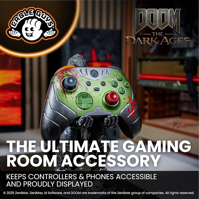Cableguys Doomslayer Controller Holder & Phone Stand - Gaming Setup Accessories for Desk and Game Room, Controller Stand Compatible with Xbox, PlayStation & Most Standard Game Controllers - Image 3