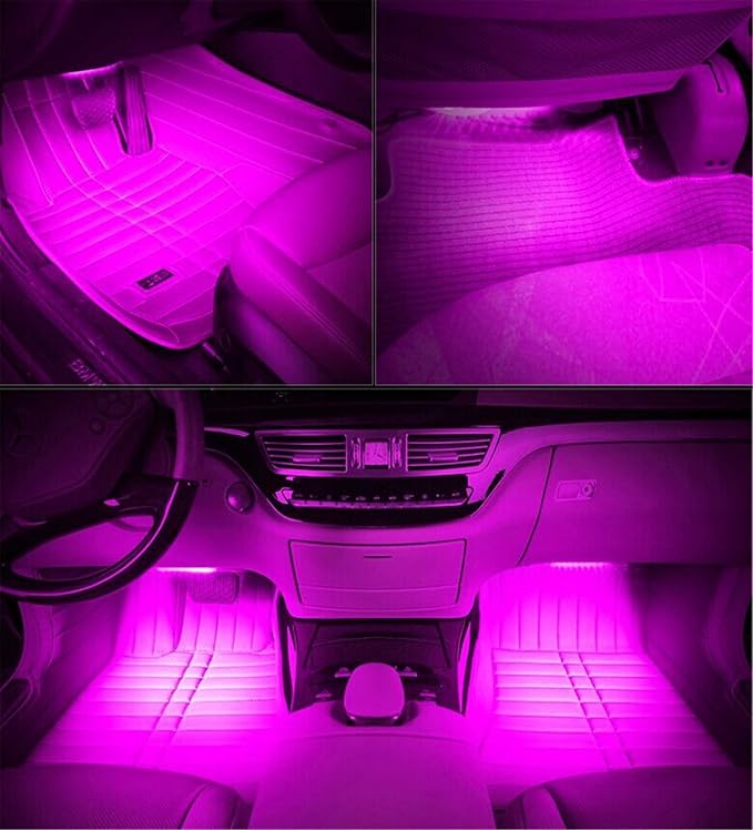 4PCS 48 LED Car Interior Lights, Pink Under Dash Light Kit - Image 8