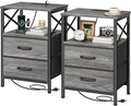 Huuger Nightstand Set of 2 with Charging Station, USB-C Port, End Tables by Huuger