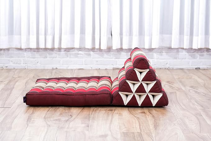 Leewadee 1-Fold Mat with Triangle Cushion – Comfortable TV Pillow, Foldable Mattress with Cushion Made of Eco-Friendly Kapok, 30 x 20 inches, red - Image 6