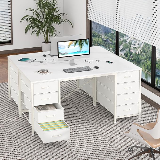 50 Inch Computer Desk with 8 Drawers for Home Office, Bedroom, Living Room - Image 9