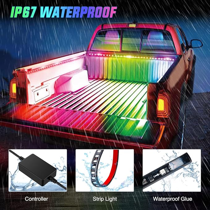 Nilight Truck Bed Light Strip RGB-IC LED Bar 3PCS 60 inch Cargo Lighting - Image 5