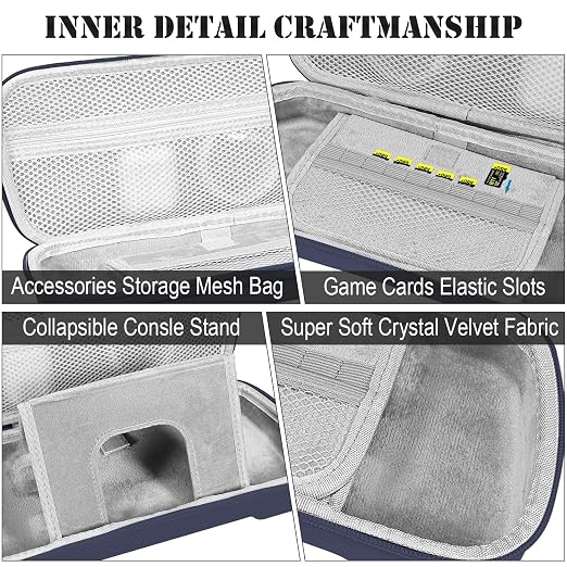ADVcer Rog Ally X Handheld Case, EVA Waterproof Hard Shell Protective Travel Case with Internal Collapsible Game Console Stand, Velvet Soft Lining, Double Zipper, Carrying Handle for Rog Ally X (Blue) - Image 5
