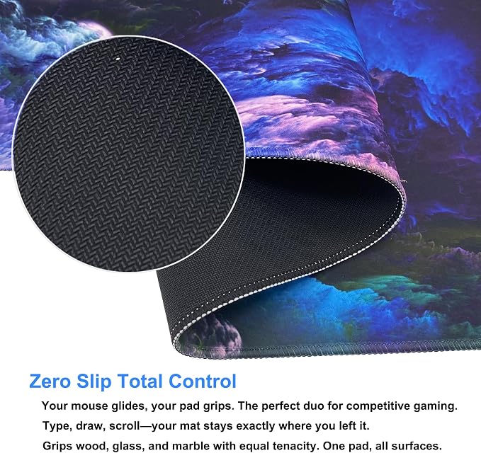 Professional Large Mouse Pad,31.5 x 11.8 in Extended Gaming Mouse Pad,Smooth Lycra Fabric,Non-Slip Rubber Base,Precision Stitched Edges, for Work,Gaming,Writting & Home-80x30 Cloudcmh - Image 4