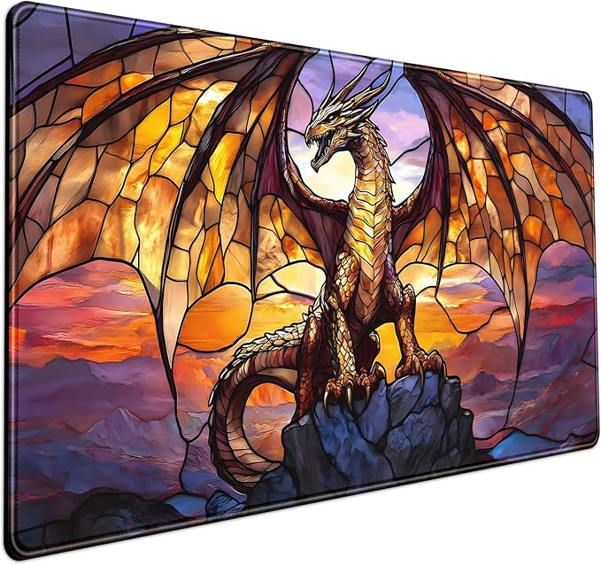 Dragon Desk Mat Large Mouse Pad XXL Extended Gaming, Gamer Gift Play Mat Desk Mousepad with Stitched Edges, Keyboard Mouse Mat for Work Game Office 31.5x15.7 in-Gift for Boyfriend or Son by Mechanical+Cattle