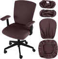 Tallew 4 Pcs Office Chair Covers Set Computer Universal Protective Stretchable Chair Seat Covers Desk Armrest Slipcovers Pads Office Cushion Backrest for Rotating(Coffee Color) by Tallew