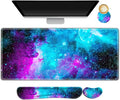 AIMSA Large Gaming Mouse Pad Set, Keyboard Wrist Rest Support Mouse Pad, Ergonomic Memory Foam Multifunctional Extended Desk Mat 35x15.7in Anti-Slip Rubber Base, Galaxy Nebula Universe by AIMSA