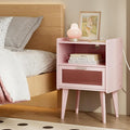 MMEOLUOOK Nightstand with Charging Station, Bedside Tables Pink End Table Side Table with 2 Tiers Storage Space, for Bedroom Living Room MLBZ07PE by MMEOLUOOK
