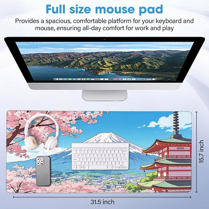 Waterproof Desk Mat 31.5x15.7 Inch - Extra Large Mouse Pad, Building | Covers Full Desk Non Slip Rubber Backing Easy to Clean - Image 2