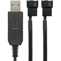 CRJ 12V Step-Up USB to Dual PC Fans Power Adapter Cable - 24-inch (60cm), Black Sleeved - Full Fan Speed Adapter for 3-Pin/4-Pin Cooling Fans by CRJElectronics