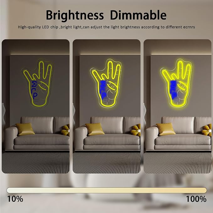 Sigma Gamma Rho Hand Neon Sign, Greek Hand Symbol Signs Neon Sign, Dimmable LED Sorority and Frat Hand Symbol Signs, Office Party Bar Cafe Decor, Family and Friends Birthday Holiday Gift(15.7*10.3in) - Image 4