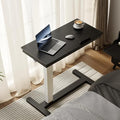 Muwuele Solid Wood Overbed Bedside Table with Wheels,Tilt Top Hospital Bed Table Adjustable Over the Bed,Rolling Bed Desk for Hospital and Home Use (Black) by Muwuele