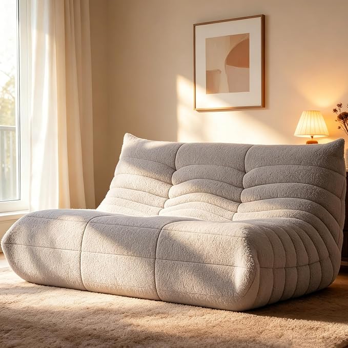 WHGBJA Loveseat Bean Bag Chair for Adults, Comfy Beanbag with Memory Foam | Floor Sofa Chair for Gaming, Reading, Bedroom, Living Room, Boneless, Ergonomic by WHGBJA