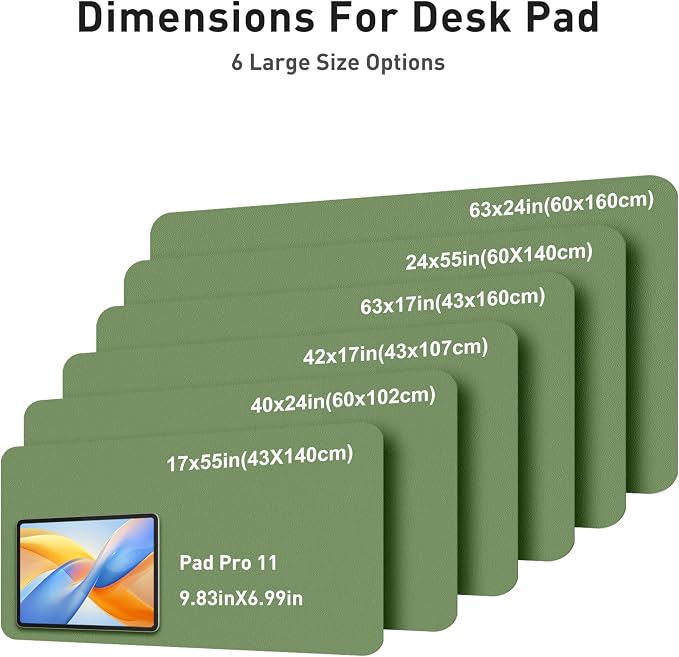 Aothia Faux Leather Desk Mat - Large Mouse Pad, Non-Slip PU Leather Blotter, Waterproof Writing Surface for Office and Home (Olive Green, 63" x 17") - Image 5