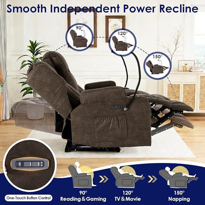 Redlife Power Loveseat Recliner Sofa with Console, Blue LED Lights - Image 4