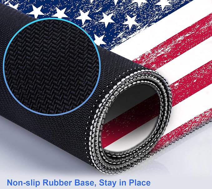 American Flag XXL Large Mouse Pad, Gaming and Home Stitching Side Table Mat | Large Extended Mouse Pad; Full Desk Coverage; Waterproof Coating; Stable Anti-Slide Base For Gaming, Office, Study Daily Use - Image 5