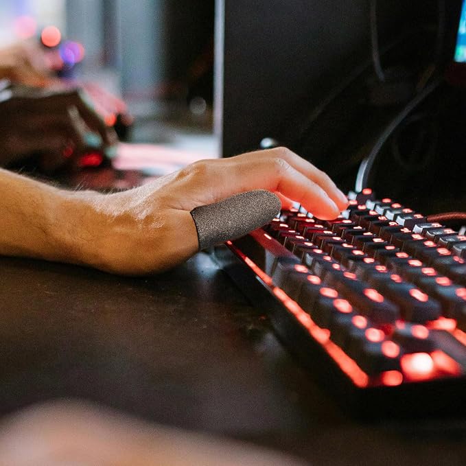 FRCOLOR Anti-Sweat Gaming Finger Sleeves for Gamers, Ultra-Thin 0.3mm Thumb Sleeves Made of Superconducting Fibers, Sweatproof and Anti-Slip Design for Fighting Games and Genres - Image 5