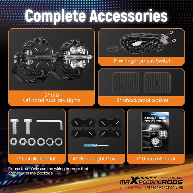 maXpeedingrods RGB LED Off Road Pod Lights 5" 212W w/7 Colors Side Shooter - Image 8