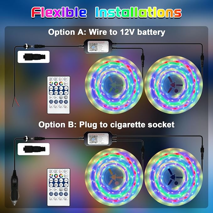 Lichaser Boat LED Strip Light RGB+IC, Marine LED Light Strip for Pontoon with Remote, Segment App Control Boat Light Waterproof 12V, Cool Stuff for Jon Boat, Bass Boat, Camper, RV (33ft) - Image 7