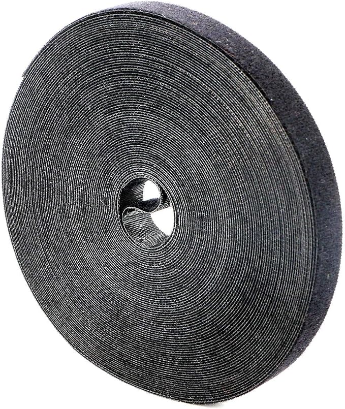 Reusable Fastening Tape Cable Ties 3/4 Inch Double Side Hook Roll (25 Yard, Black Upgraded Version) by SAISN