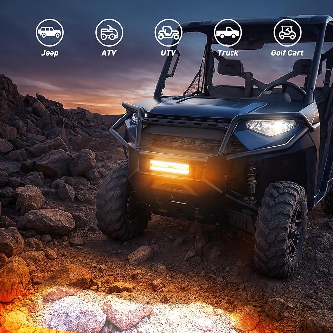 Nilight 12Inch Off-Road LED Light Bar White Amber 3 Lighting Modes - Image 8