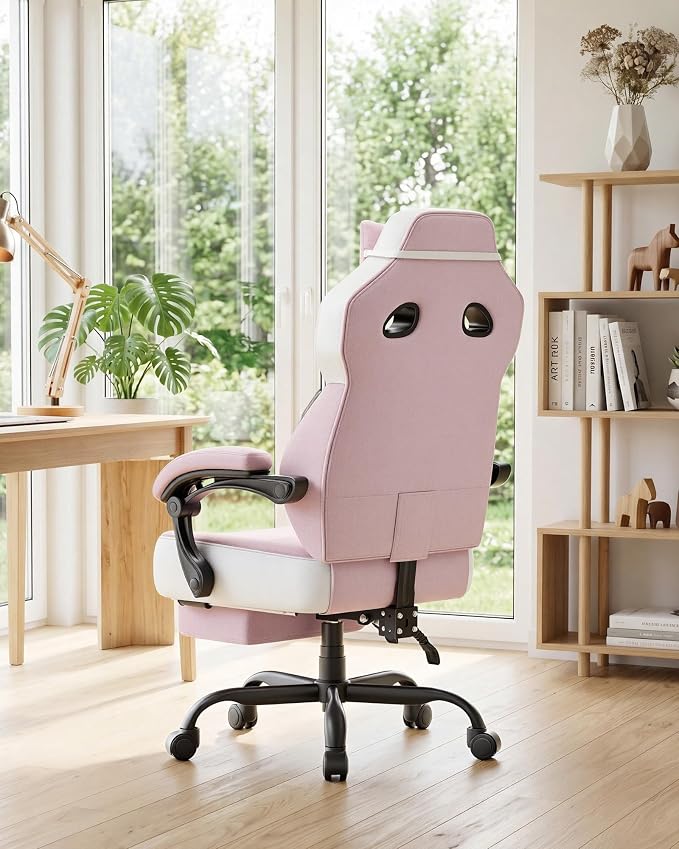 GTPLAYER Big & Tall Gaming Chair, Wide Seat with Footrest, Pink | Ergonomic High Back Computer Desk Chair for Adults, Comfort Padded Seat with Lumbar Support Armrests Recliner for Office/Home - Image 8