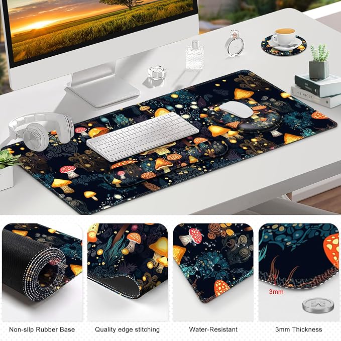 Gaming Mouse Pad, Large Desk Mat Cute Desk Pad Protector, 4in1 XXL Mousepad - Image 9
