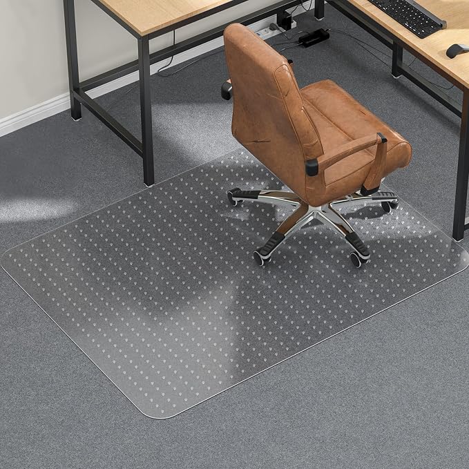 Tonaus Office Chair Mat for Carpet 36"x48" for Low Pile Carpets, Rectangle | Non-Slip Studded,2.2MM Thick Carpet Chair Mat，Transparent PVC Computer Chair Mat, Easy Glide, Scratch-Resistant by Tonaus